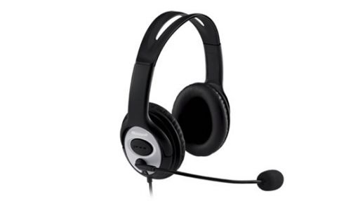 Microsoft LX-3000 Wired Stereo Headset Over the Head With Noise Cancellation With Microphone Black/Silver