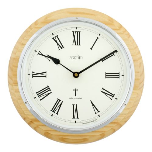 Acctim Durham 32cm Radio Controlled Wall Clock Natural Oak