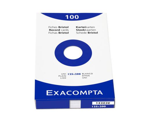 Exacompta Record Cards Plain 125x200mm White 13303E (PK100)
