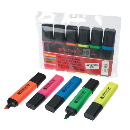 ValueX Flat Barrel Highlighter Pen Chisel Tip 1-5mm Line Assorted Colours (Pack 6) - 7910BX6