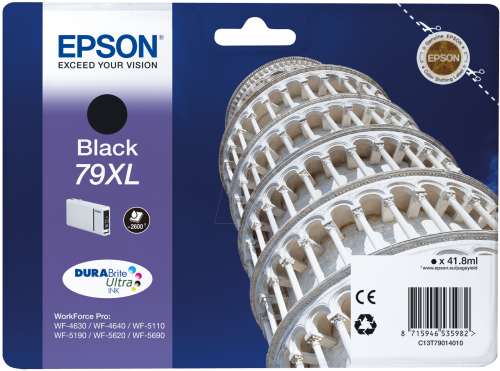 Epson 79XL Tower of Pisa Black High Yield Ink Cartridge 42ml - C13T79014010  EPT79014010