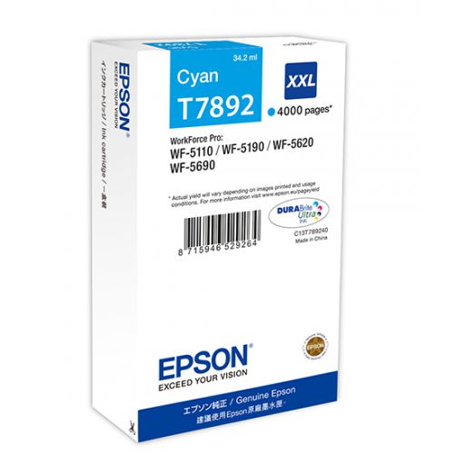 EPT789240 - Epson T7892XXL Cyan High YieId Ink Cartridge 34ml - C13T789240