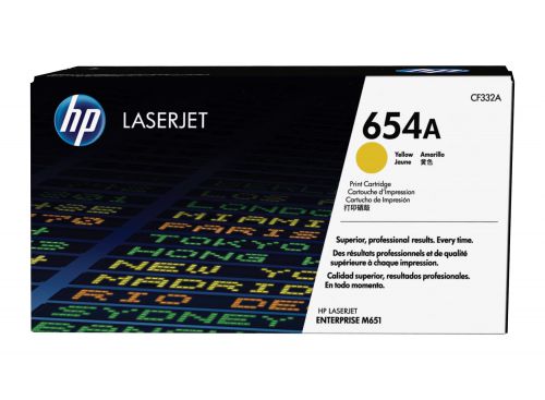 HP 654A Yellow Standard Capacity Toner 15K pages for HP Color LaserJet Enterprise M651 - CF332A