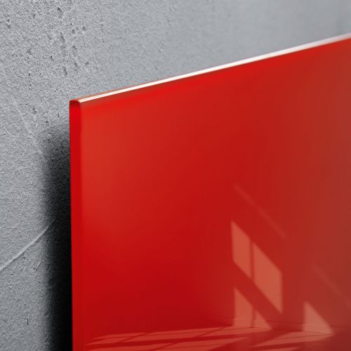 Wall Mounted Magnetic Glass Board 1300 x 550 x 15mm - Red