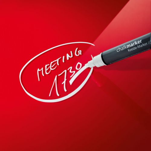 GL242 | Award-winning Artverum Magnetic Glass Board with a highly polished surface, red. Magnetic, for use with SuperDym/neodymium magnets, and ideal for writing on with SIGEL chalk markers. Made of safety glass (EN 12150-1). Mounted without a frame, the magnetic glass board seems to float freely in front of the wall. The TÜV and GS-approved product safety and the TÜV-approved safety mounting fittings ensure a secure hold on the wall, in portrait or landscape format. There is a 25-year guarantee on the glass surface when SIGEL accessories are used. The board dimensions are 130x55 cm. Box contents include two extra-strong SuperDym magnets and mounting fittings.