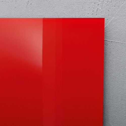 Wall Mounted Magnetic Glass Board 1300 x 550 x 15mm - Red Glass Boards GL242