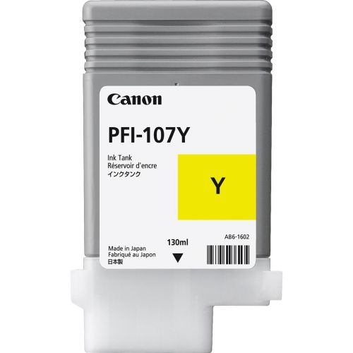 Canon PFI107Y Yellow Standard Capacity Ink Cartridge 130ml - 6708B001