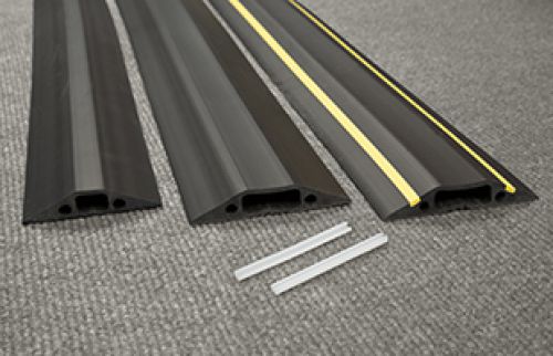 D-Line 9m Linkable Floor Cable Cover 68mm Wide with Connectors Black FC68B/9M