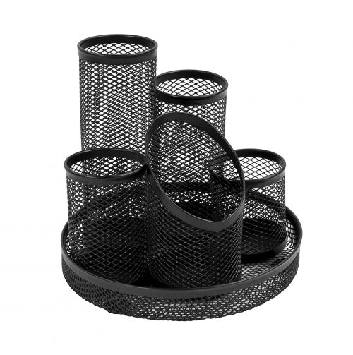 Osco 5 Tube Mesh Pencil Pot Scratch Resistant (Black)