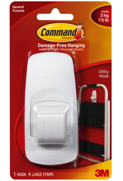 3M Command Jumbo Utility Hook With Command Adhesive Strips White (Each) - 7100134362