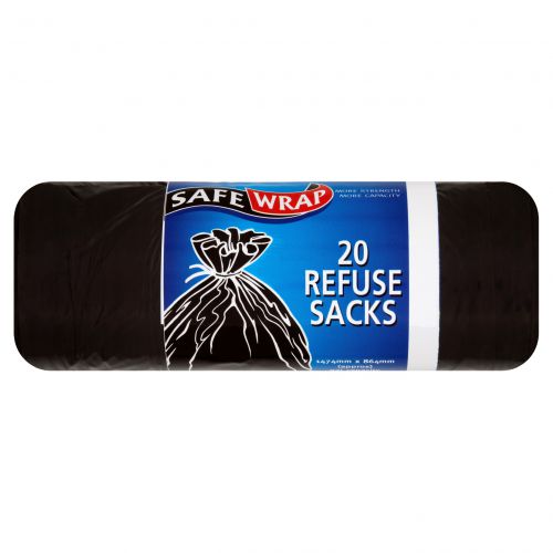 Safewrap Refuse Sacks 737 x 864 mm Black 20 Sacks