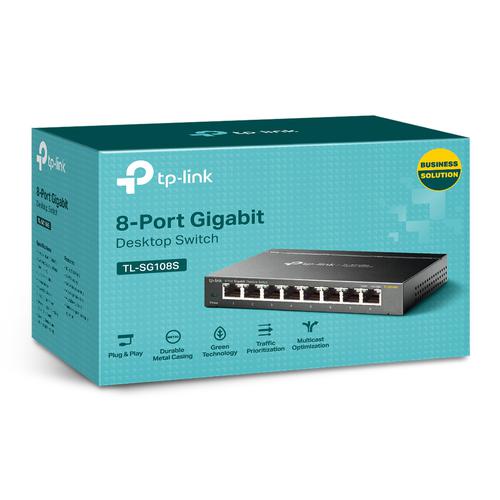 TP Link 8 Port Gigabit Desktop Switch Steel Case Ethernet Switches 8TPTLSG108