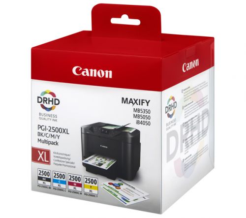 Canon PGI2500XL Black Cyan Magenta Yellow High Yield Ink Cartridge Multipack 9ml + 3 x 19.3ml (Pack 4) - 9254B004