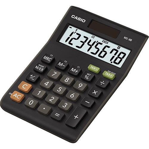 Casio MS-8B 8 Digit Desktop Calculator Black MS-8B-S-EC