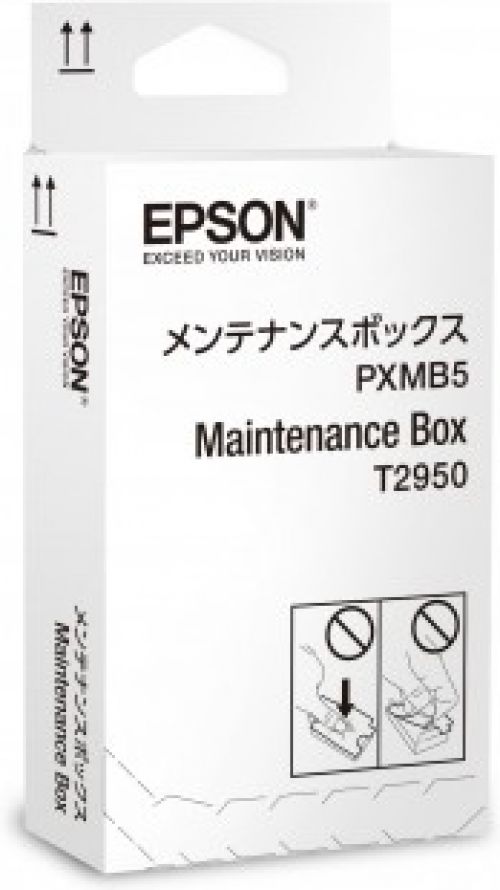 EPT295000 | The printer ink maintenance tank is user replaceable. The printer will alert you when getting low or when tank needs to be changed.Make sure your printer is running smoothly and any waste ink is flushed from the system during print head cleaning by using the Epson T2950 ink maintenance box. If you notice that the quality of your prints is deteriorating, it might be time to replace the Epson C13T295000 maintenance box. The Epson C13T295000 ink maintenance box can make sure your printer is operating efficiently. With the Epson T2950 ink collector unit, you're sure to produce professional-quality documents. Remove any surplus ink correctly and replace your maintenance tank with a new Epson T2950 waste ink system when advised to do so by your printer.