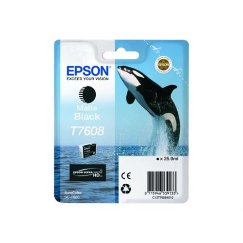 Epson T7608 Killer Whale Matte Black Standard Capacity Ink Cartridge 25.9ml - C13T76084010 Epson