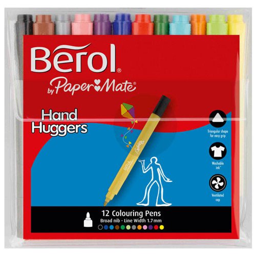 Berol Handhugger Colouring Pen Assorted Pack Of 12 3P  604002