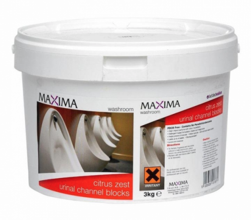 Maxima Urinal Channel Blocks 3KG Tub Yellow Citrus Zest- 1009005