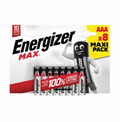 Energizer Max Alkaline Battery MN2400 1.5V AAA E300112100 [Pack 8]