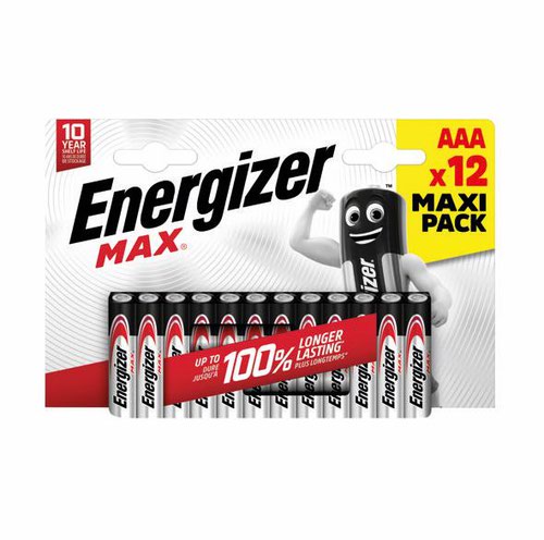Energizer Max Alkaline Battery MN2400 1.5V AAA  [Pack 12]