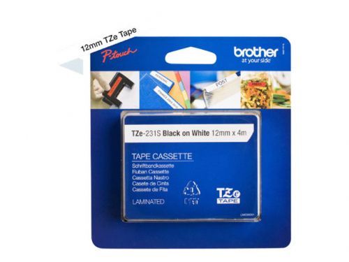 Brother Black On White Label Tape 12mm x 4m - TZE231S2