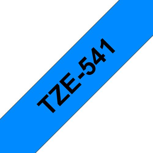 Brother TZE541 Black on Blue 8M x 18mm Gloss Tape 14097J