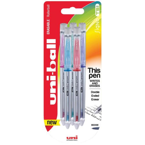 Uni Ball Signo TSI Erasable Rollerball Pen Assorted Cols PK5