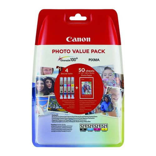Canon 2933B010 CLI521 CMYk Photo Val Pack