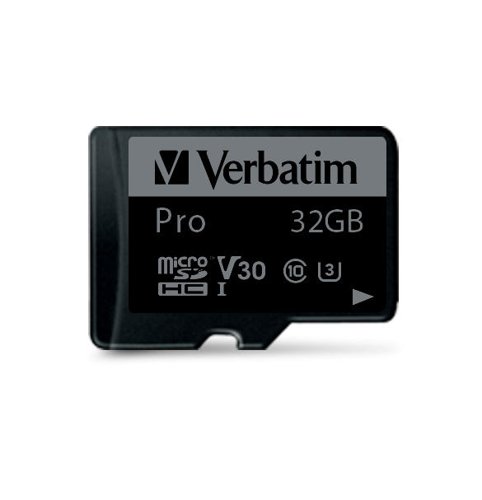 Verbatim Pro Micro SDHC Memory Card Class 10 UHS-I U3 32GB 47041 VM47041