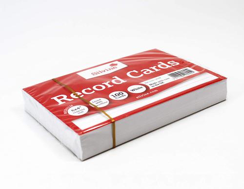 70414SC | Pack of 100 white record cards, ruled feint with headline measuring 152x101mm. Perfect for revision, studying, presentations, note taking and more.