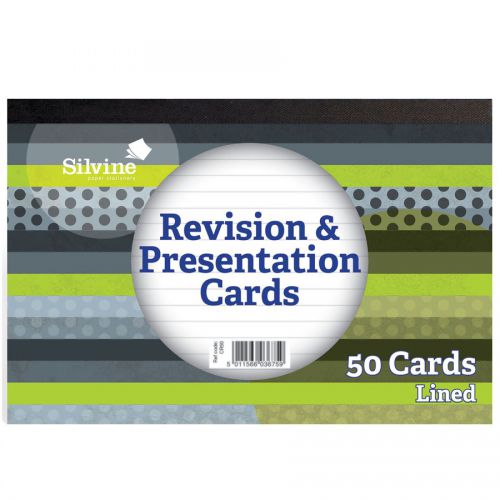 Silvine Revision and Presentation Cards Ruled 152x102mm White (Pack 50) - CR50