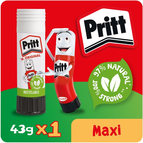 Pritt Original Glue Stick Sustainable Long Lasting Strong Adhesive Solvent Free Retail Hanging Card Value Pack 43g (Pack 12) - 1456075