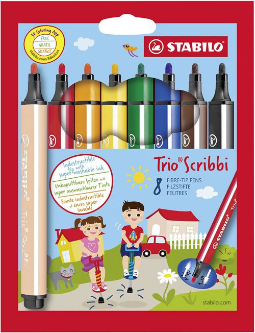 STABILO Scribbi Pen 1.5-2mm Line Assorted Colours (Wallet 8) - 368/8-01