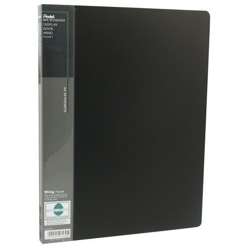 Pentel Recycology A4 Display Book 20 Pocket with Front Pocket Black - DCF442AI