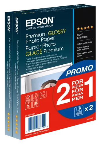 Epson Glossy Photo Paper 10 x 15cm 2 x 40 Sheets - C13S042167