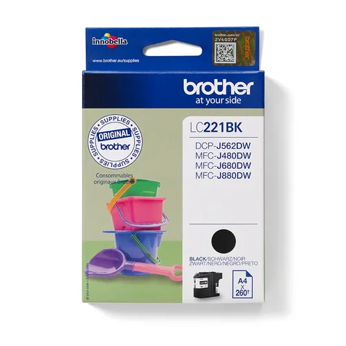 BRLC221BK | Ensure your Brother printer continues to deliver the exceptional results you’ve come to expect by choosing a LC221BK ink cartridge.Though there may be cheaper replacement alternatives available elsewhere online, only a genuine LC221BK ink cartridge guarantees that your machine will continue to perform as quickly and efficiently as it should. Remember that using Brother cartridges is the only way to ensure that your printer continues to work at its very best and that any warranty you hold remains valid too. So, order the LC221BK ink cartridge in black from Brother today to ensure you get better value for money over time.