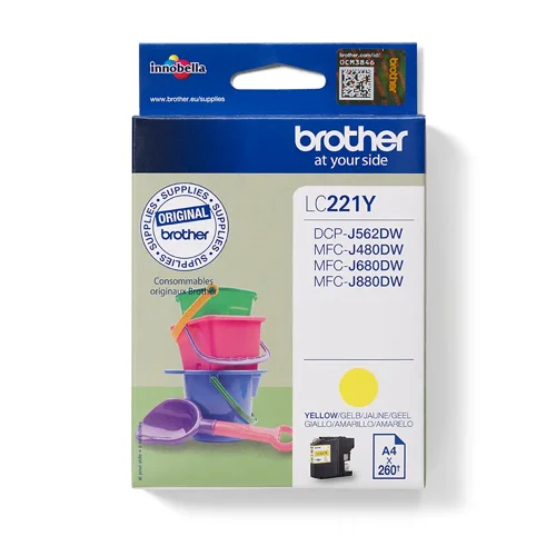 BRLC221Y | Ensure your Brother printer continues to deliver the exceptional results you’ve come to expect by choosing a LC221Y ink cartridge.Though there may be cheaper replacement alternatives available elsewhere online, only a genuine LC221Y ink cartridge guarantees that your machine will continue to perform as quickly and efficiently as it should. Remember that using Brother cartridges is the only way to ensure that your printer continues to work at its very best and that any warranty you hold remains valid too. So, order the LC221Y ink cartridge in yellow from Brother today to ensure you get better value for money over time.