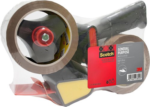 Scotch Heavy Duty Pistol Grip Dispenser + 2 Rolls Scotch Storage Tape Low  noise Brown 50mm x 66m 7000095632 - Facilities management - Mailroom  &amp; Warehouse - Packing Equipment - 3M43854