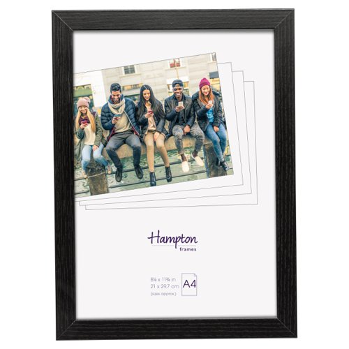 Hampton Frames Kent 20mm A4 Wood Frame Glass Black KENTA4GL  62518PA