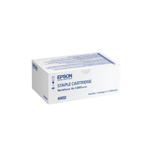 EPST904002 | These 5000-staple cartridges are designed for Epson AL-C500 series laser printers and come in a pack of 3.