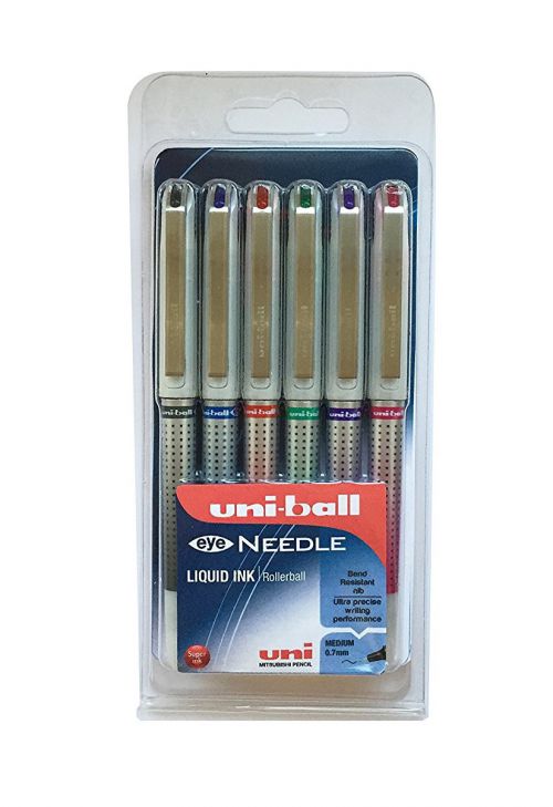 Uni Ball Eye Needle UB 187S Rollerball Assorted PK6