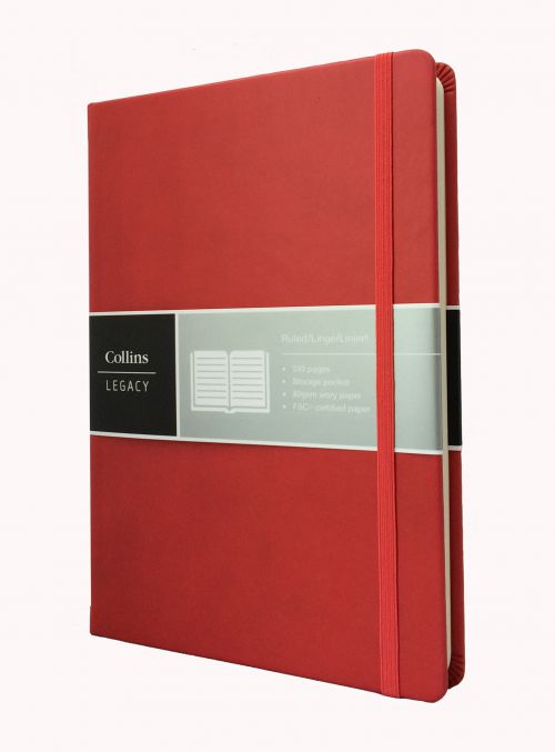 Collins Legacy A5 Feint Ruled Notebook Red