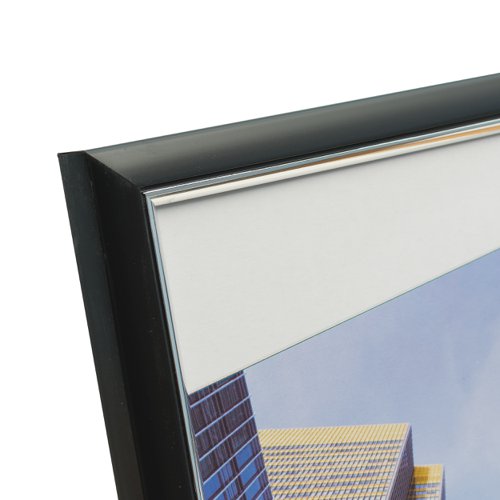 16118PA | Stylish 14mm wide extruded plastic certificate frame with a silver inner highlight. Plexi glass fronts. 