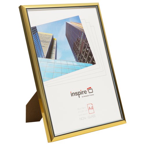 Photo Album Co Inspire For Business Certificate/Photo Frame A4 Plastic Frame Plastic Front Gold - EASA4GDP Picture Frames 16132PA