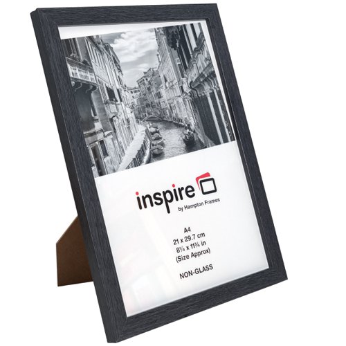 16160PA - Photo Album Co Certificate/Photo Frame A4 Paperwrap Wood Frame Plastic Front Dark Grey - WESA4GRYNG