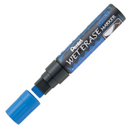 Pentel Wet Erase Chalk Marker Blue Chisel tip PK12