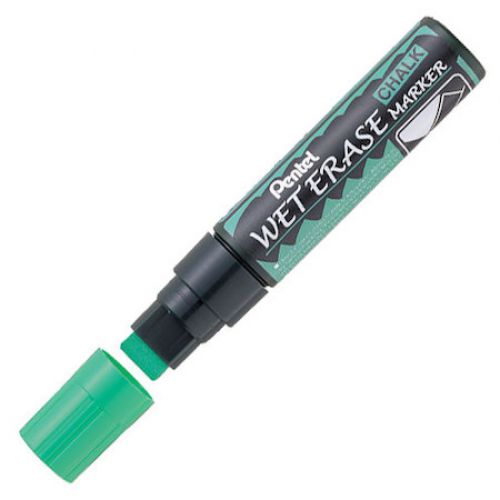 Pentel Wet Erase Chalk Marker Green Chisel tip PK12