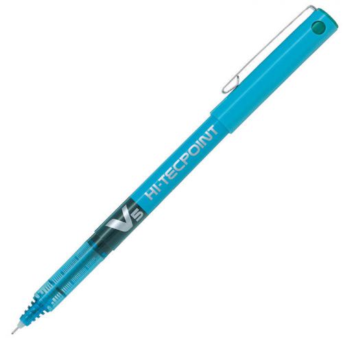 Pilot V5 Hi-Tecpoint Liquid Ink Rollerball Pen 0.5mm Tip 0.3mm Line Light Blue (Pack 12) - 100101210