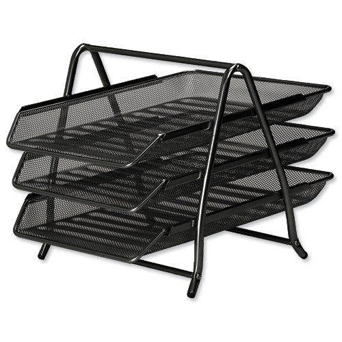 Osco Mesh Front Load 3 Tier Letter Tray (Black)