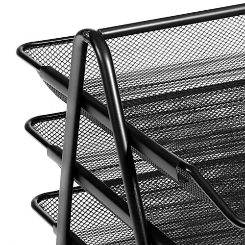 Osco Mesh Front Load 3 Tier Letter Tray (Black)